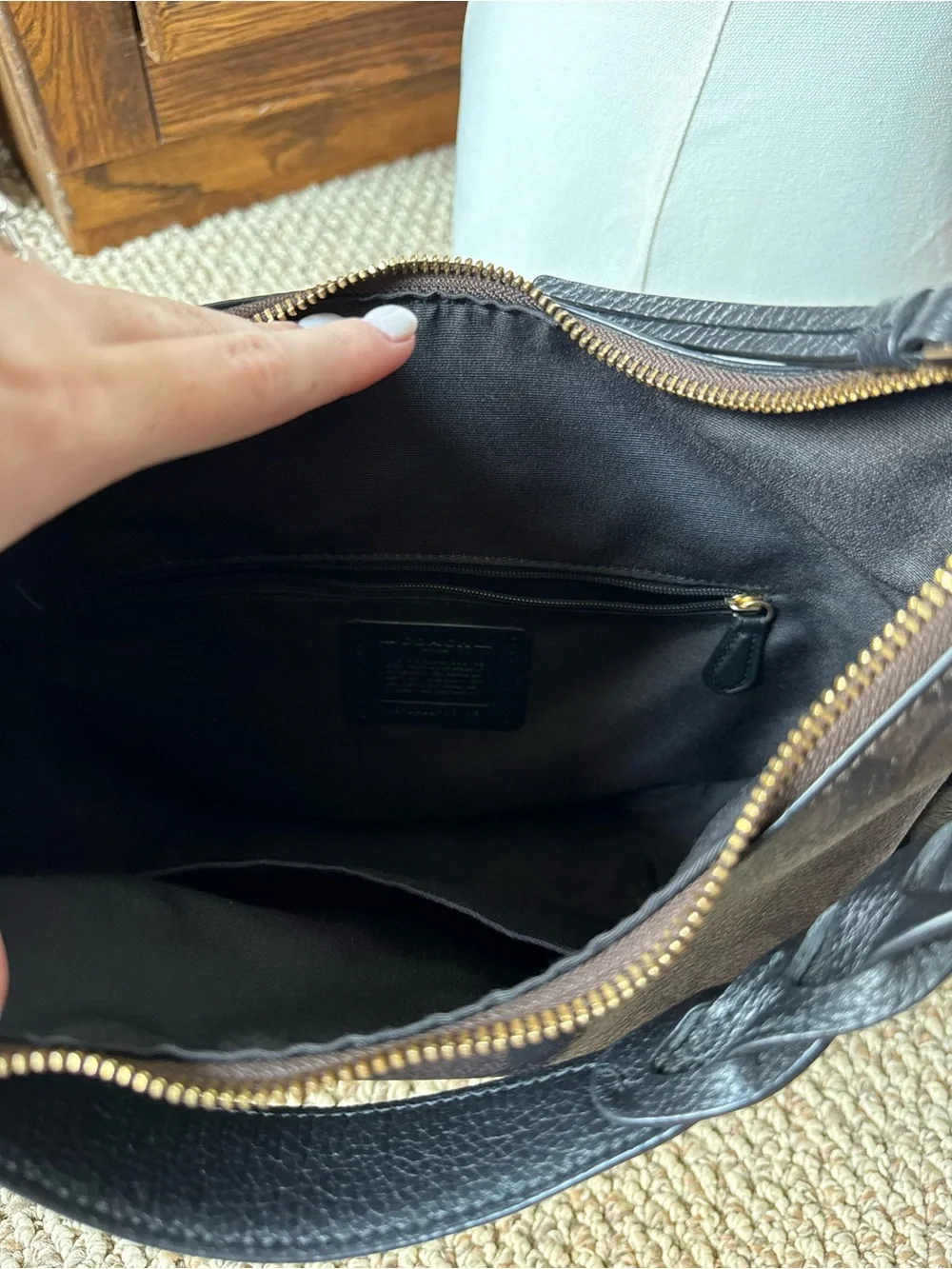 Coach Brown and Black Signature Jules Hobo with Gold Hardware